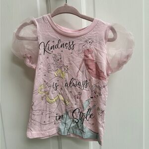Disney Princess 2T Girls Pink Kindness is Always in Style Short Sleeve Blouse